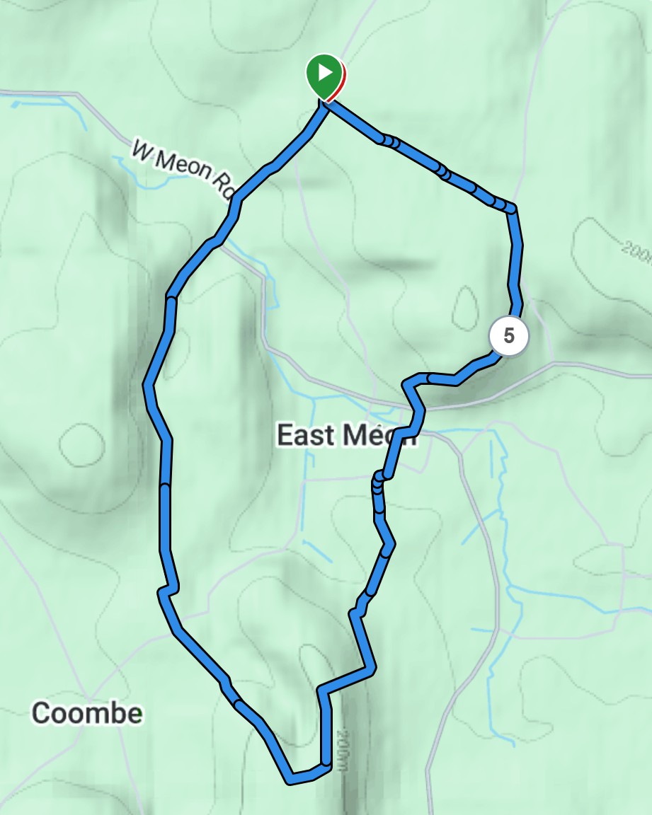 Map of the 6.2 mile walking route from The Dell